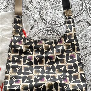 Orla Kiely Black and Cream Crossbody Bag Sycamore Seed